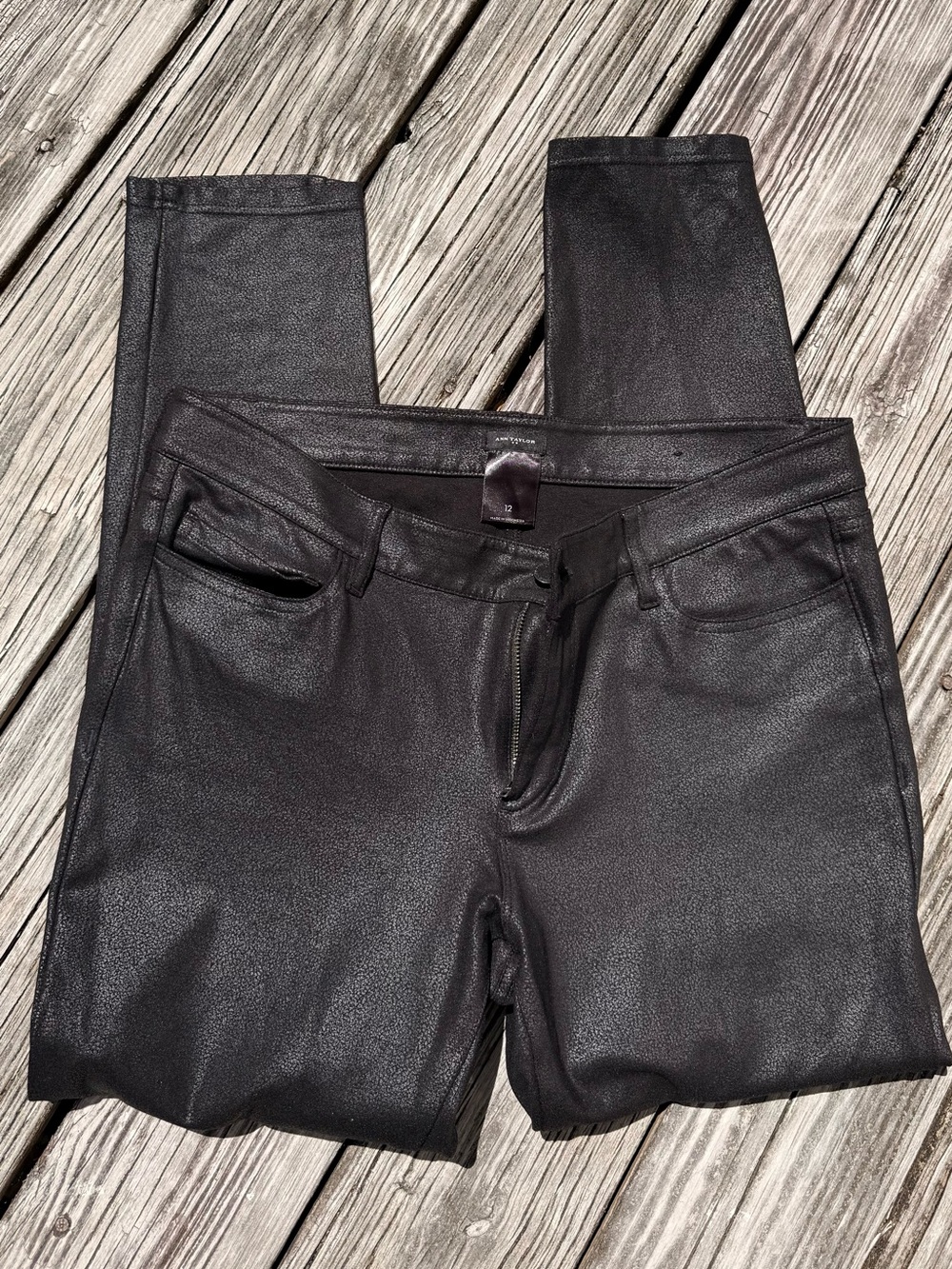 Ann Taylor Black Coated Skinny Pants - Picture 4 of 6